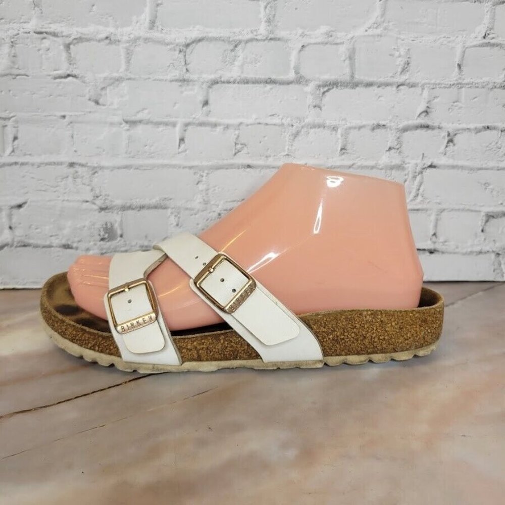 Birkenstock Womens 37 US 6  Yao Sandals Narrow Slides Birken White Double Buckle